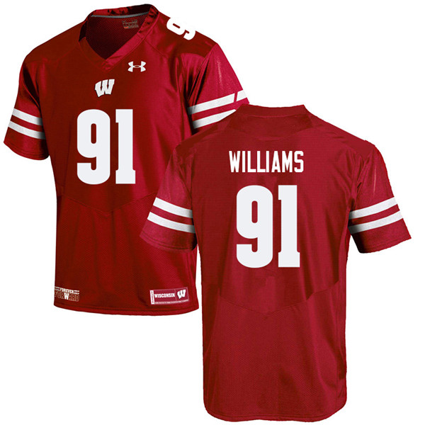 Men #91 Bryson Williams Wisconsin Badgers College Football Jerseys Sale-Red